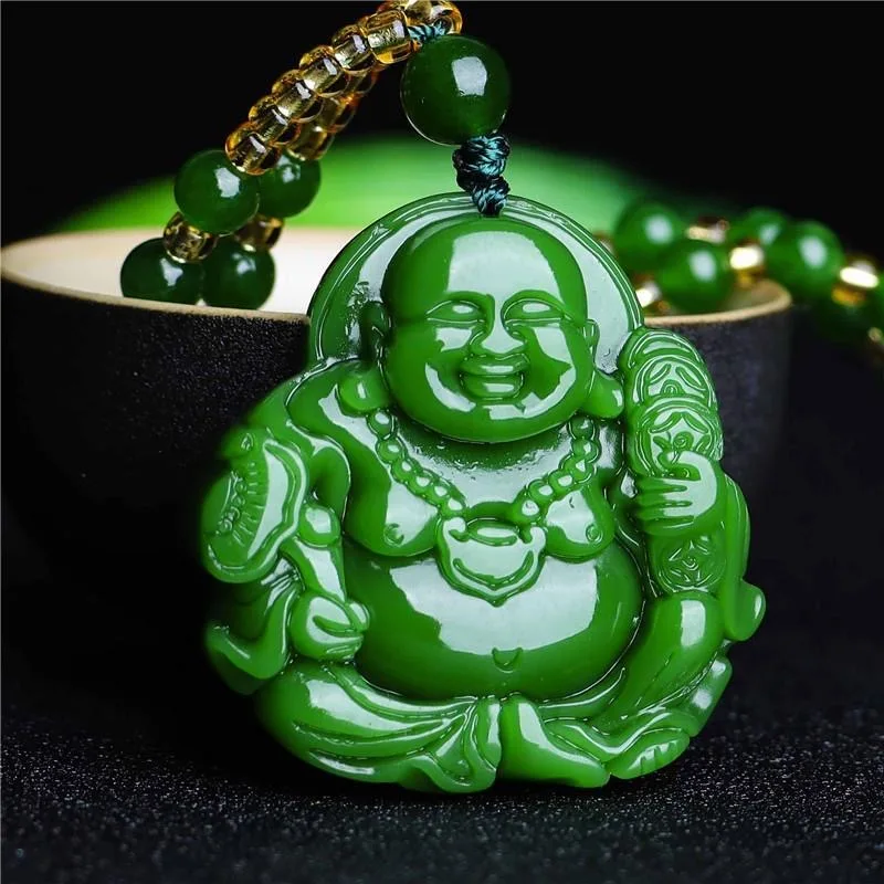 Women'S Fashion - Chinese Green Jade Maitreya Buddha Pendant