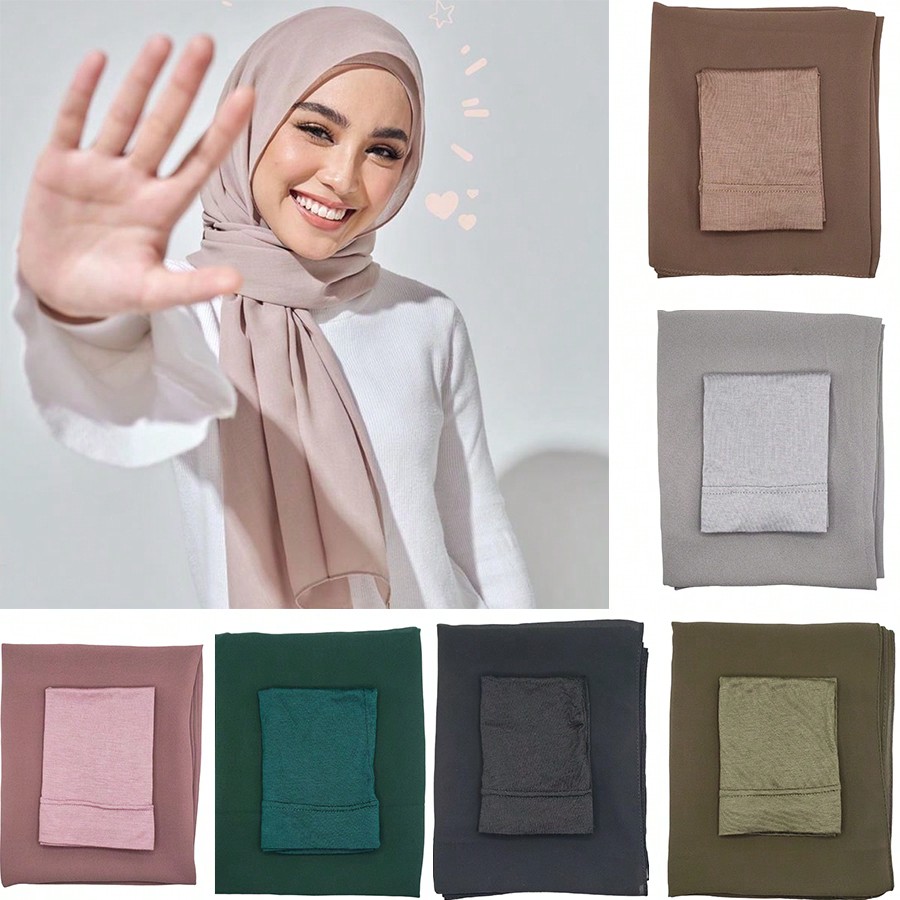 Women'S Fashion Hats - 2Pcs/Set Women's Hijab Scarf And Cap