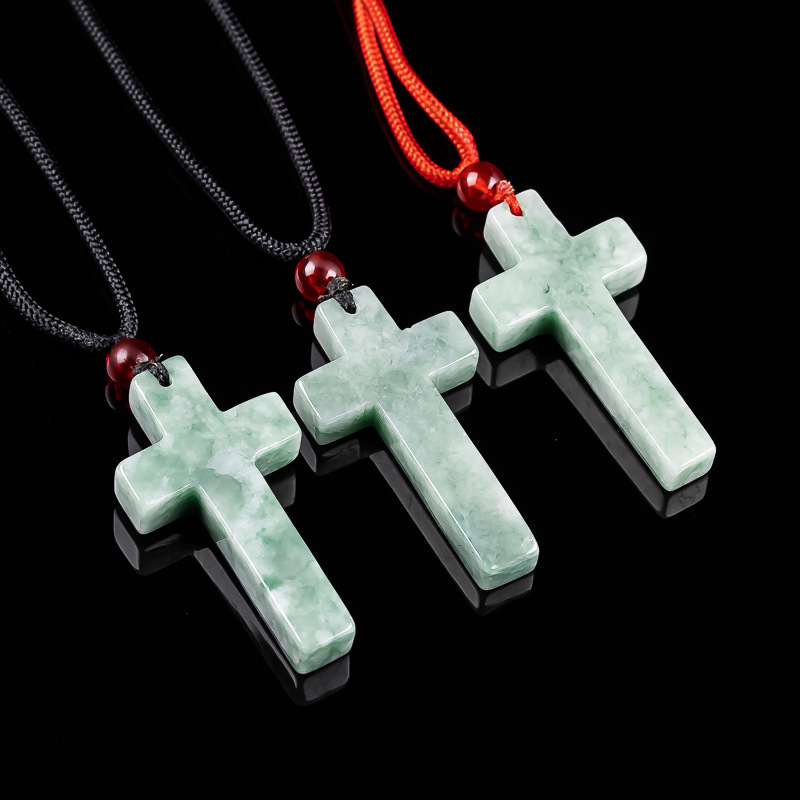 Women'S Fashion - Myanmar Jadeite Cross Pendant Necklace Burmese