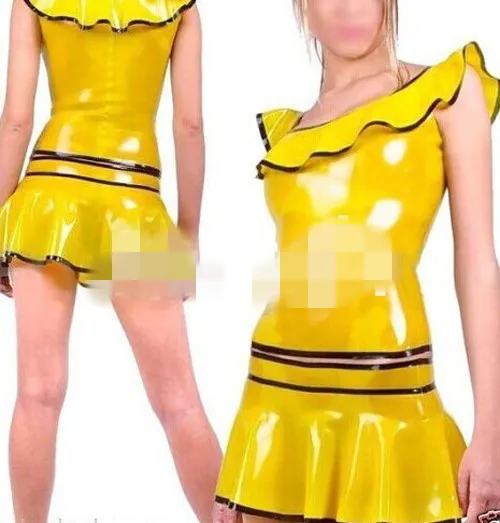 Xxl Women Fashion - Sexy Fashion Latex Dress Women Yellow