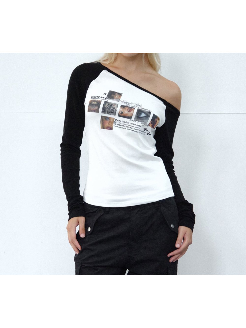 Off Shoulder Top - New autumn retro punk portrait print
