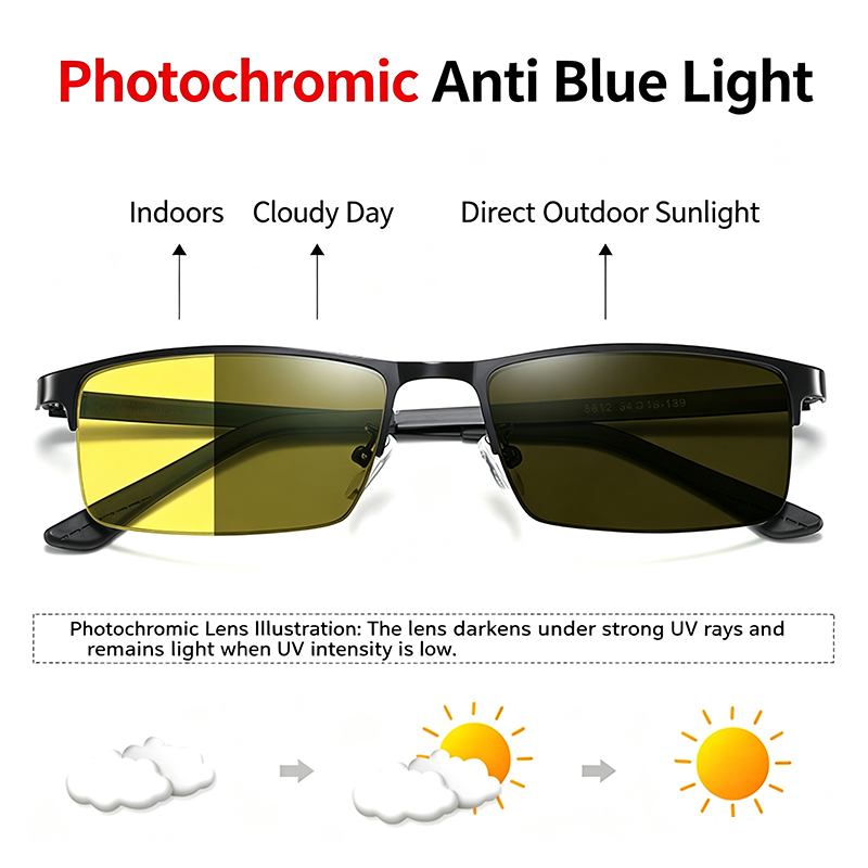 Women'S Fashion Eyewear - Yellow Night Vision Photochromic Blue Light