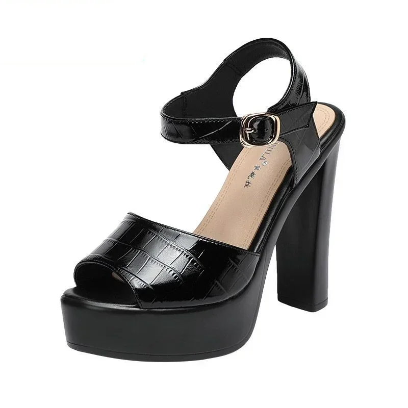 Spaghetti Strap Dress - 10cm 13cm Fashion Genuine Leather Sandals