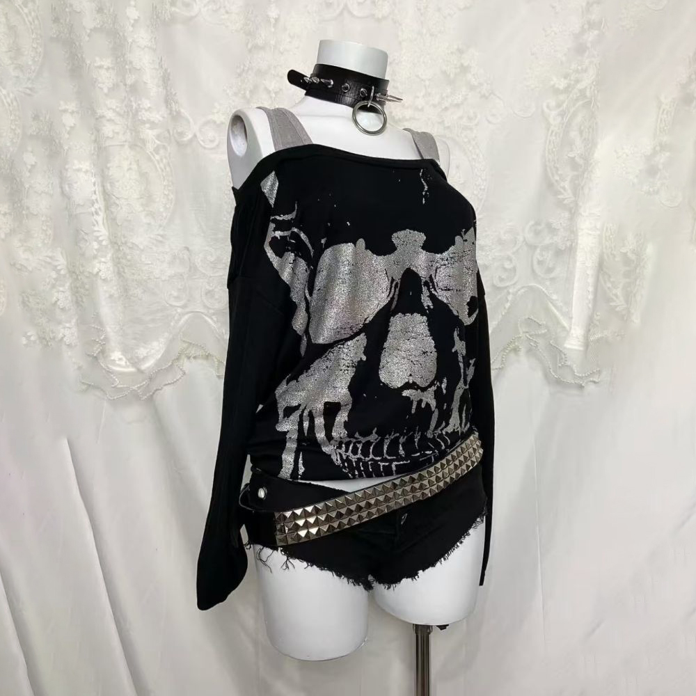 Y2K Fake Two-Piece Retro Top S - Off Shoulder Top 评论和价格