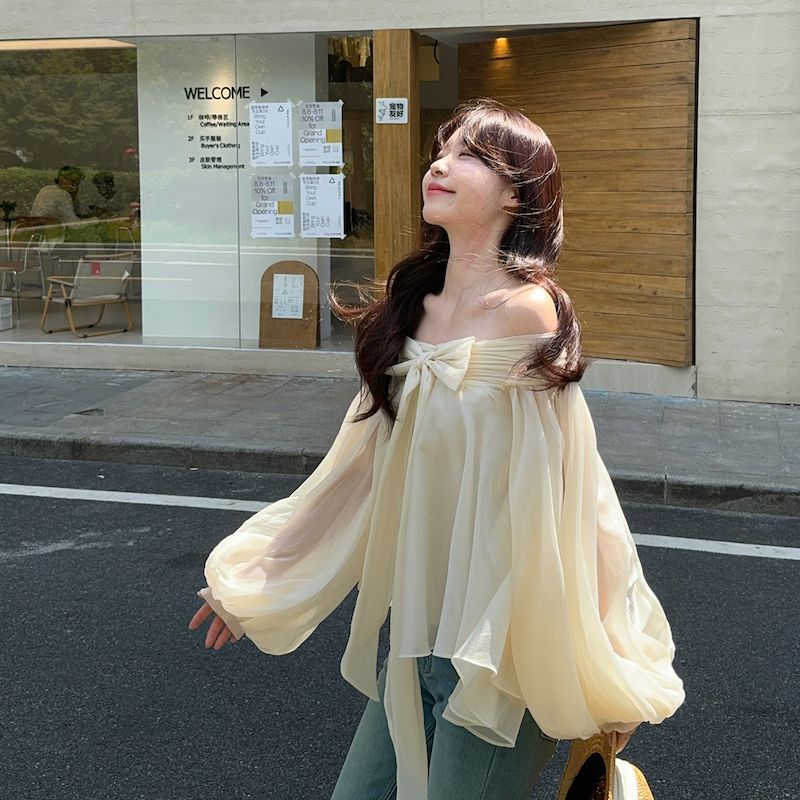French Style Off Shoulder Puff - Off Shoulder Top 评论和价格