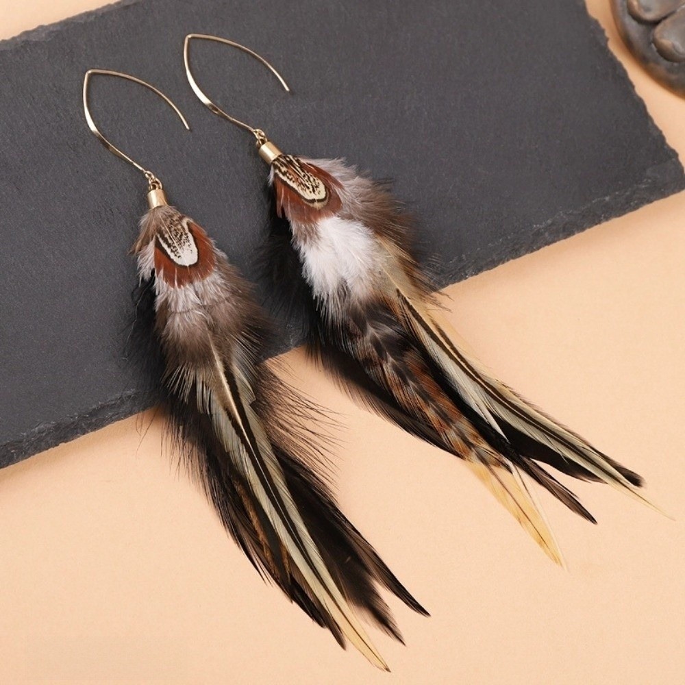 Boho Long Feather Dangle Earri - Women Fashion Photoshoot 评论和价格