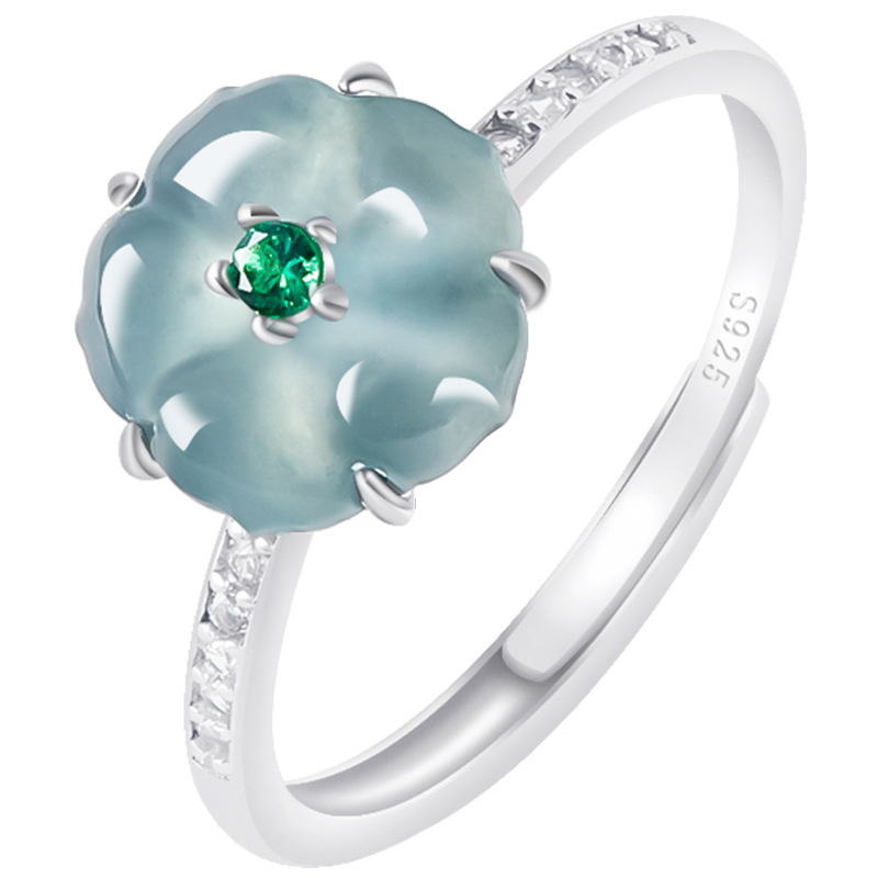 Blue Burmese Jadeite Flower Ri - Women'S Fashion 评论和价格
