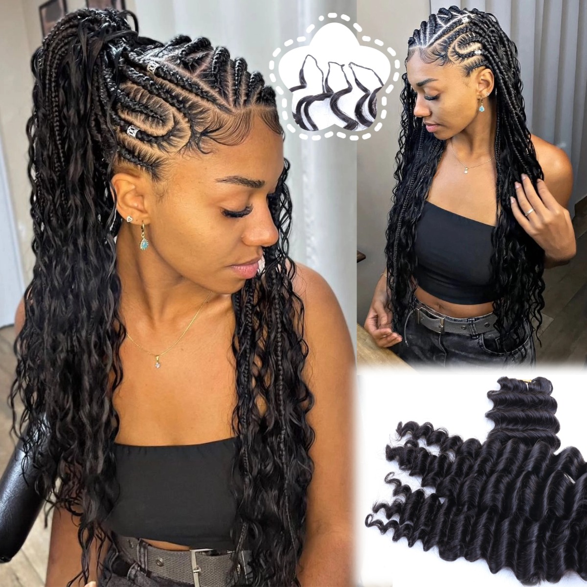 Natural Black Deep Wave Feathe - Women'S Fashion 评论和价格