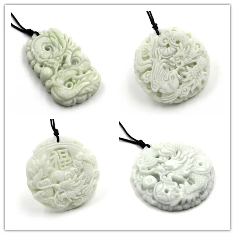 Natural White jade Dragon Phoe - Women'S Fashion 评论和价格