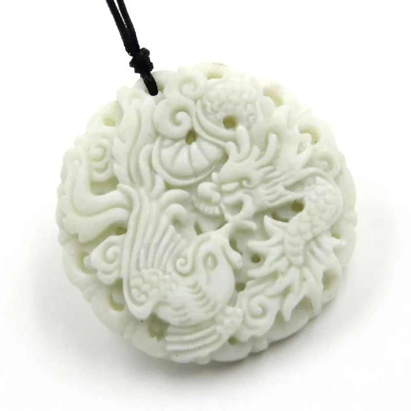 Natural White jade Dragon Phoe - Women'S Fashion 评论和价格