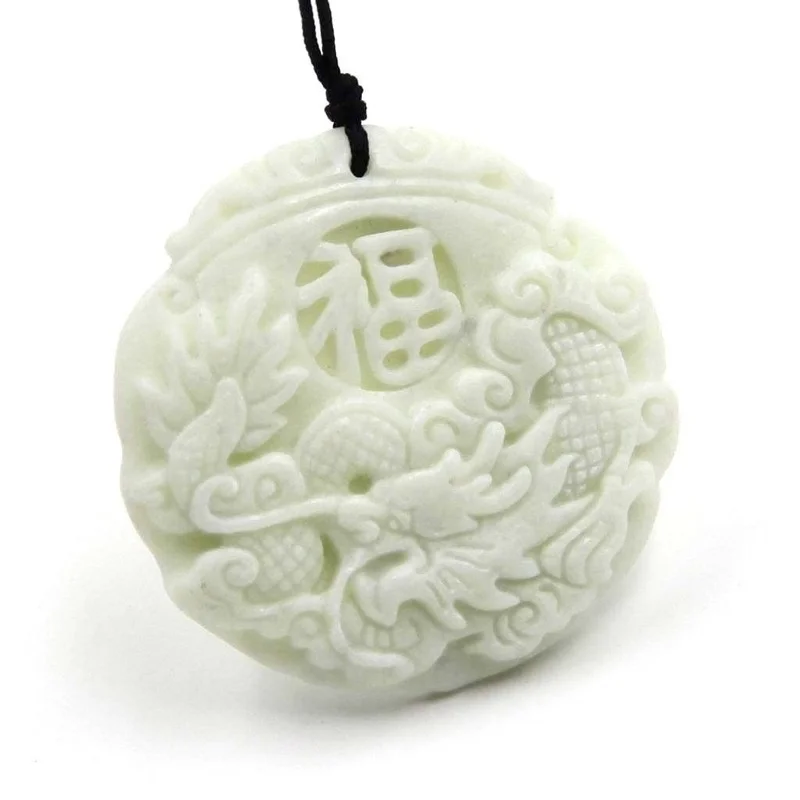 Natural White jade Dragon Phoe - Women'S Fashion 评论和价格