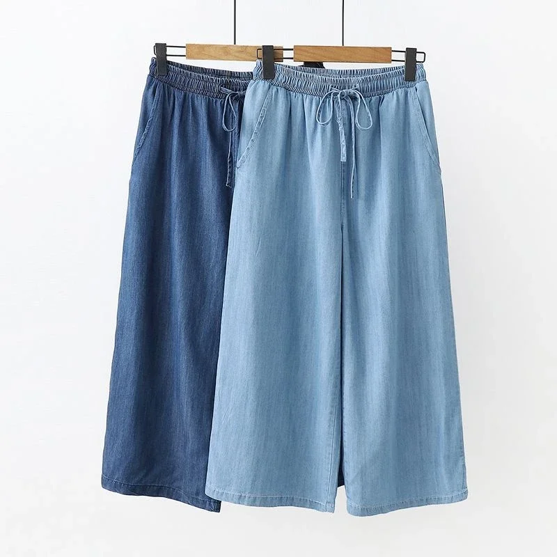 Fashion Cotton Blue Calf-Lengt - Mom Jeans Women 评论和价格