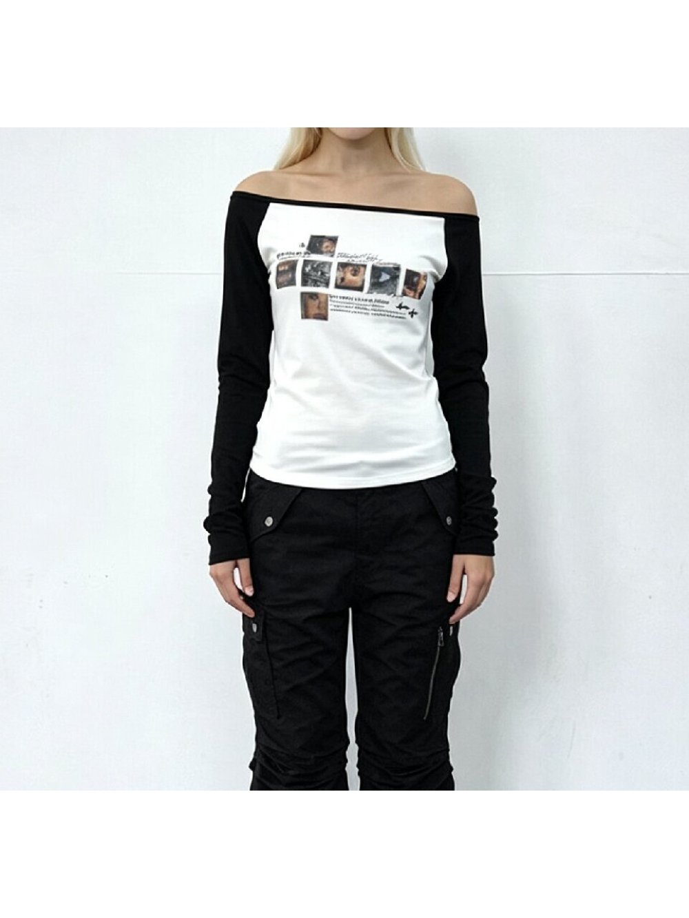 New autumn retro punk portrait - Off Shoulder Top 评论和价格