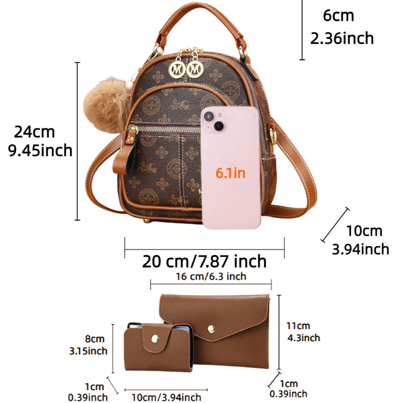 3-piece women's bag set, light - Crossbody Bag Women 评论和价格