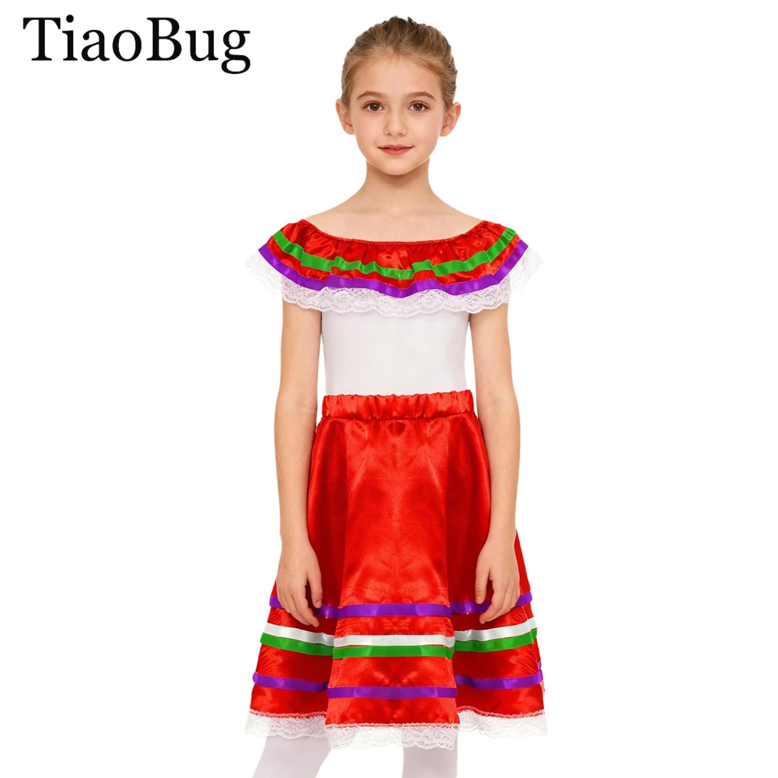 Girls Mexican Flamenco Dance D - Off Shoulder Top 评论和价格