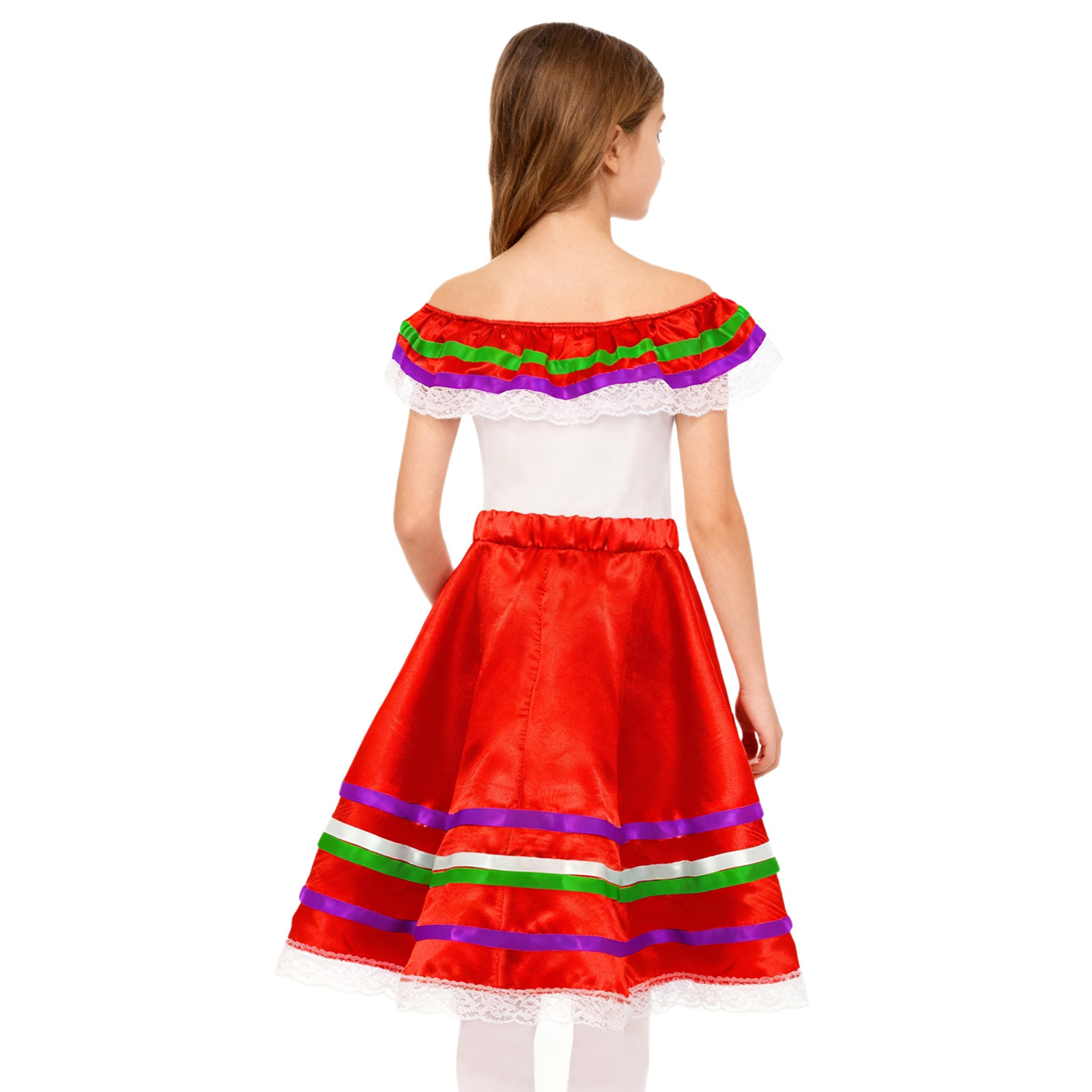 Girls Mexican Flamenco Dance D - Off Shoulder Top 评论和价格