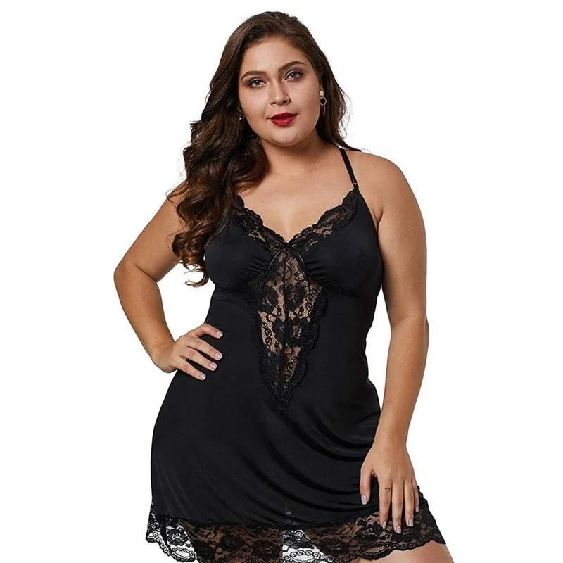 Plus Size Women Lace Chemise N - Spaghetti Strap Dress 评论和价格