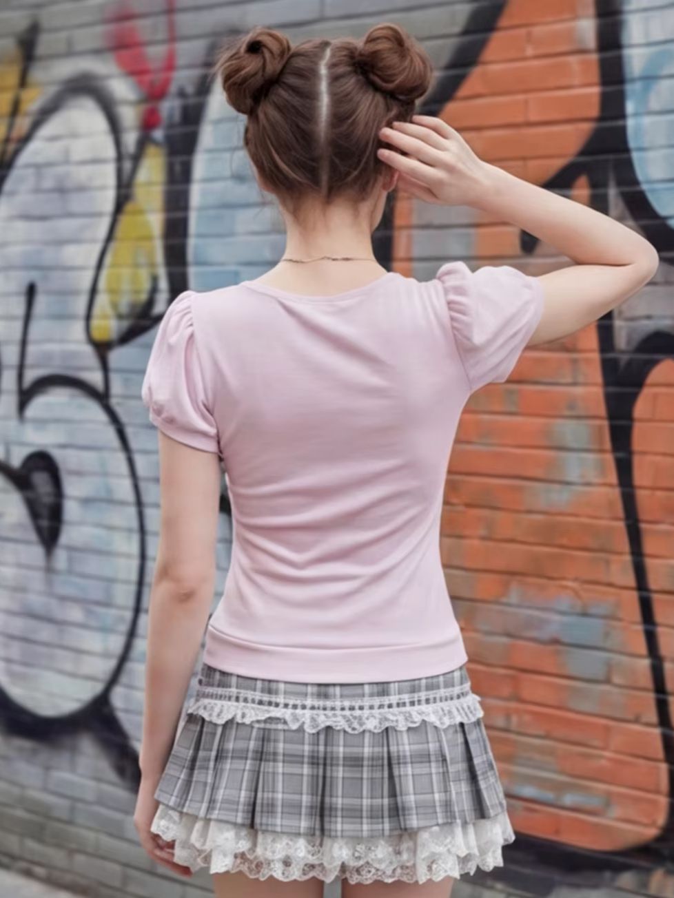 Women's pink lace patchwork to - Pleated Skirt Women 评论和价格