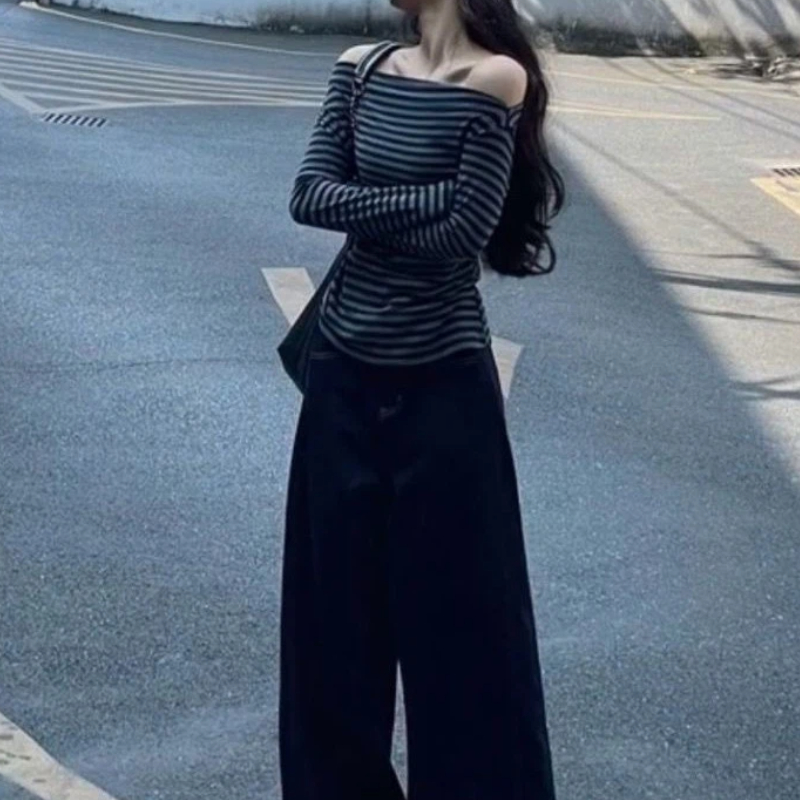 Women Vintage Striped Off Shou - Off Shoulder Top 评论和价格