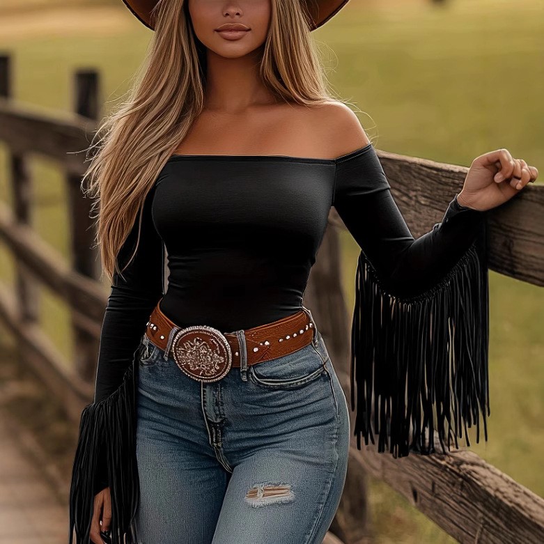 Women Clothes Longsleeve Blous - Off Shoulder Top 评论和价格