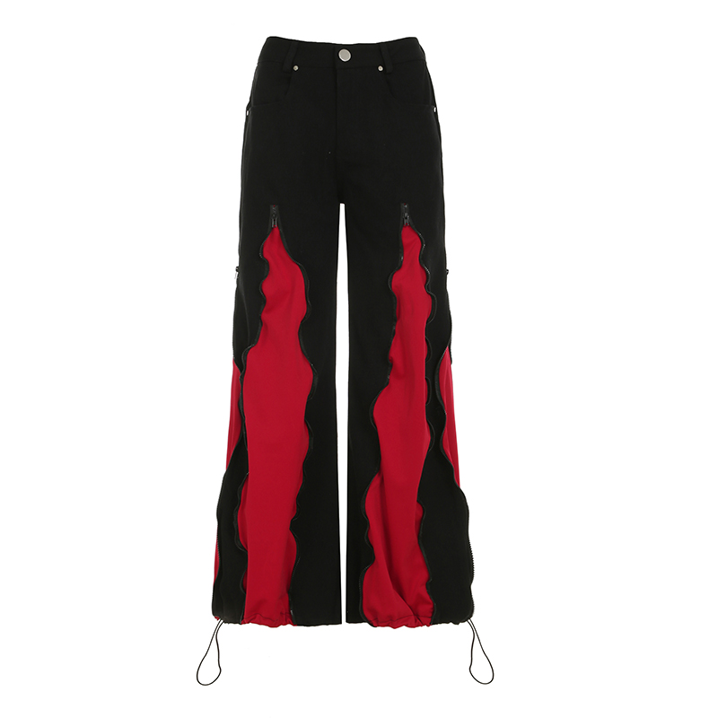 Dark Zipper Patchwork Contrast - Mom Jeans Women 评论和价格