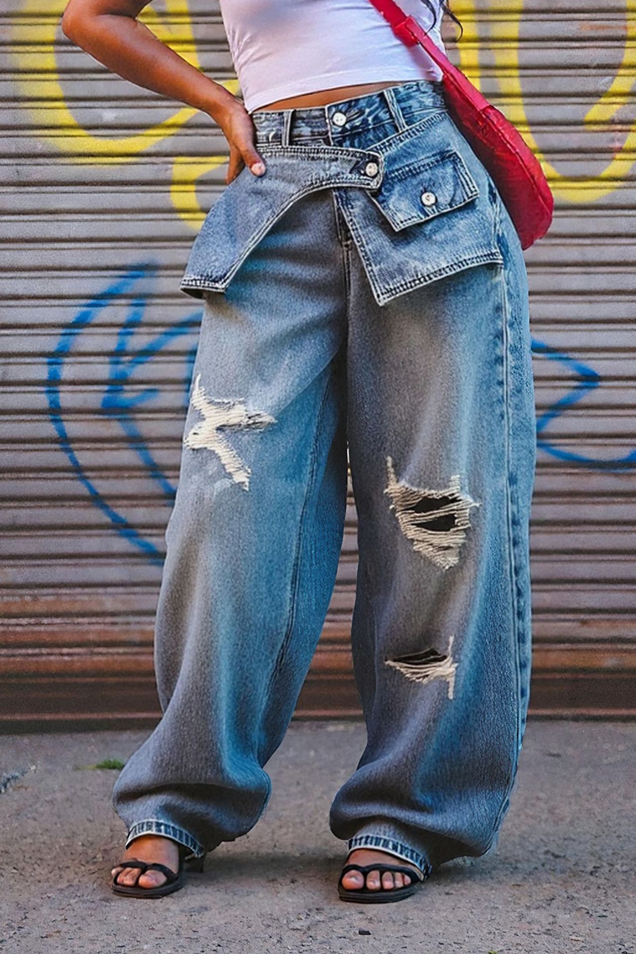 Hole Jeans Straight Pants Wome - Mom Jeans Women 评论和价格