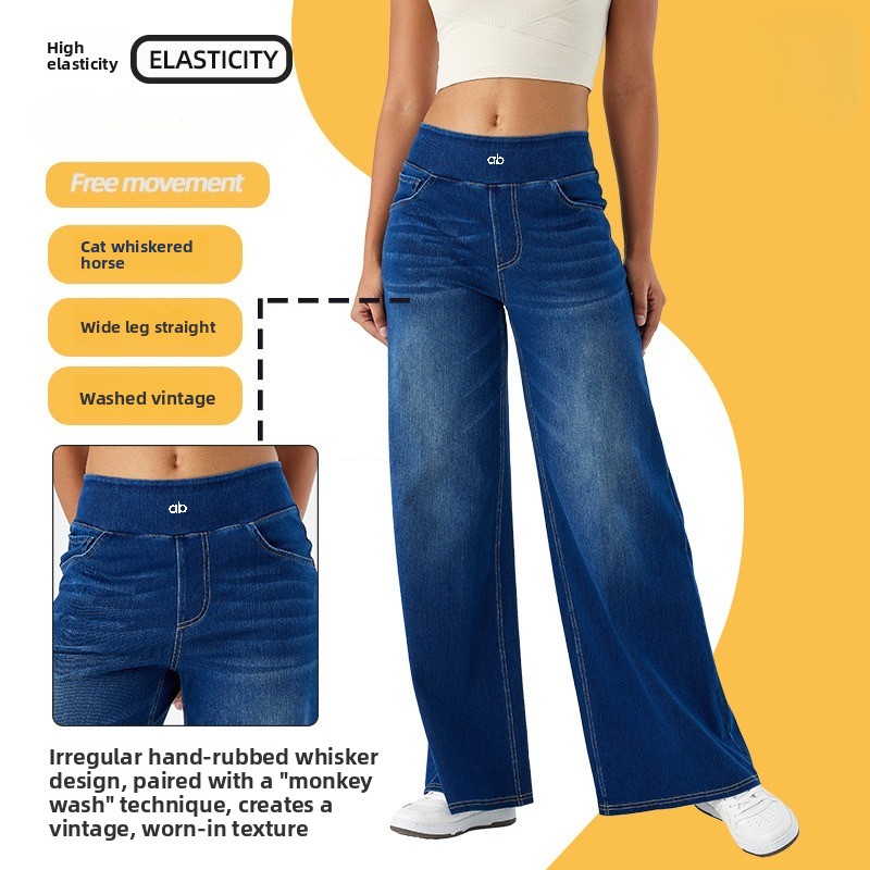 Women High Waist Wide Leg Deni - Mom Jeans Women 评论和价格