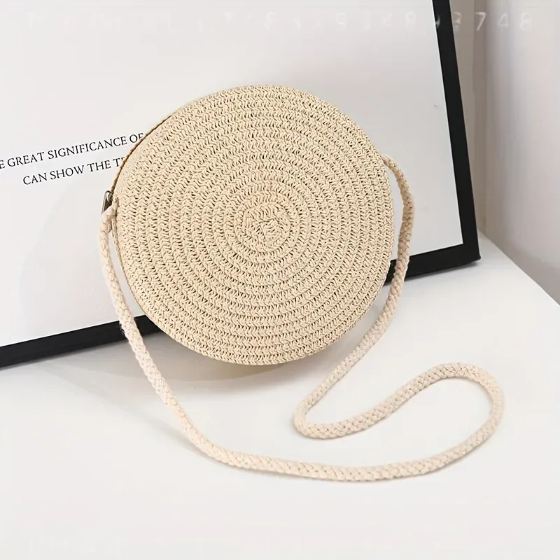 Round Woven Rattan Crossbody B - Crossbody Bag Women 评论和价格