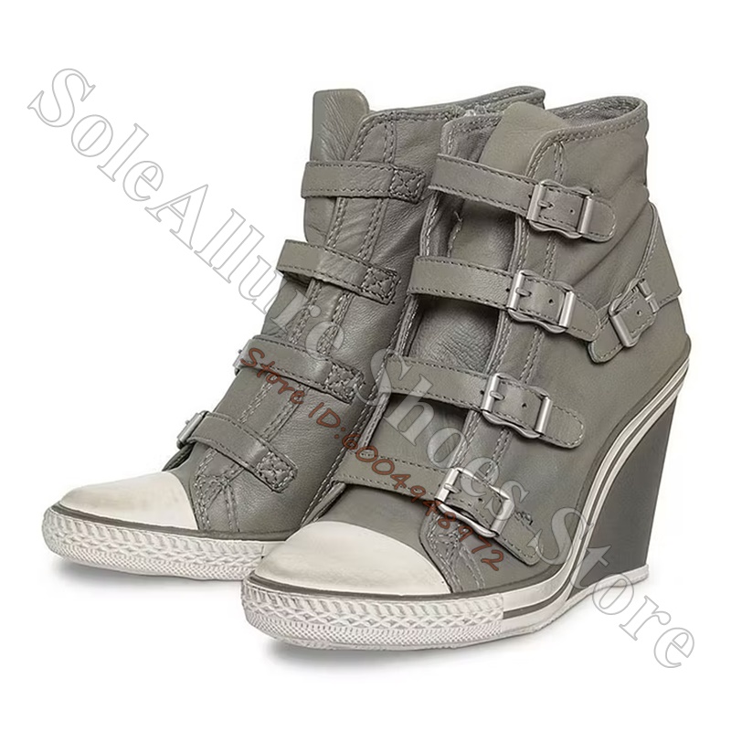 Grey Multi Buckle High Top Wed - Women'S Fashion Hats 评论和价格